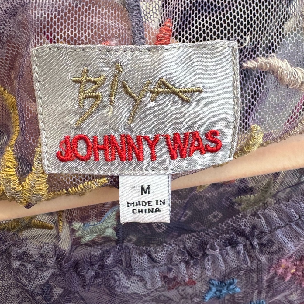 Johnny Was Womens Niccola Purple Mesh Top - Picture 5 of 7